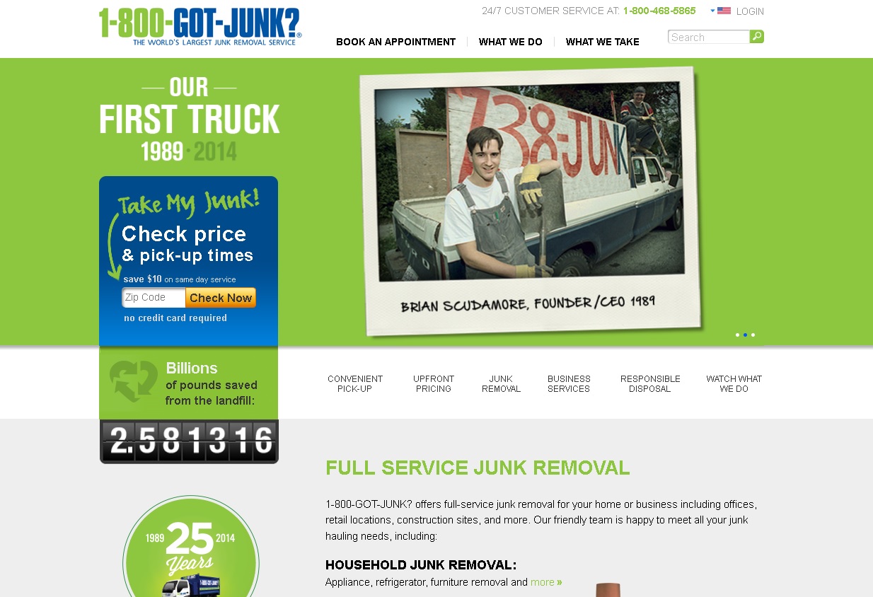 A screenshot of 1800gotjunk.com