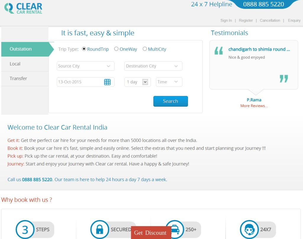 www.clearcarrental.com - this is how the site looks like (2015)