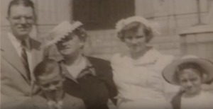 Chuck Feenly with mother, father and his two sisters.